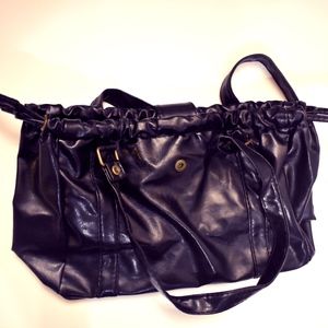 Faux Leather Drawstring Handbag